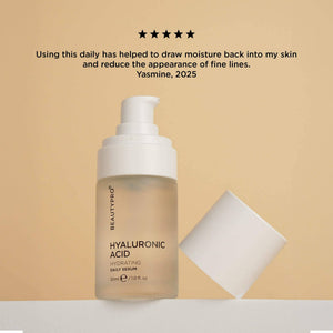 BEAUTYPRO Hyaluronic Acid 2% serum five star customer review — hydrating daily face serum for smooth skin