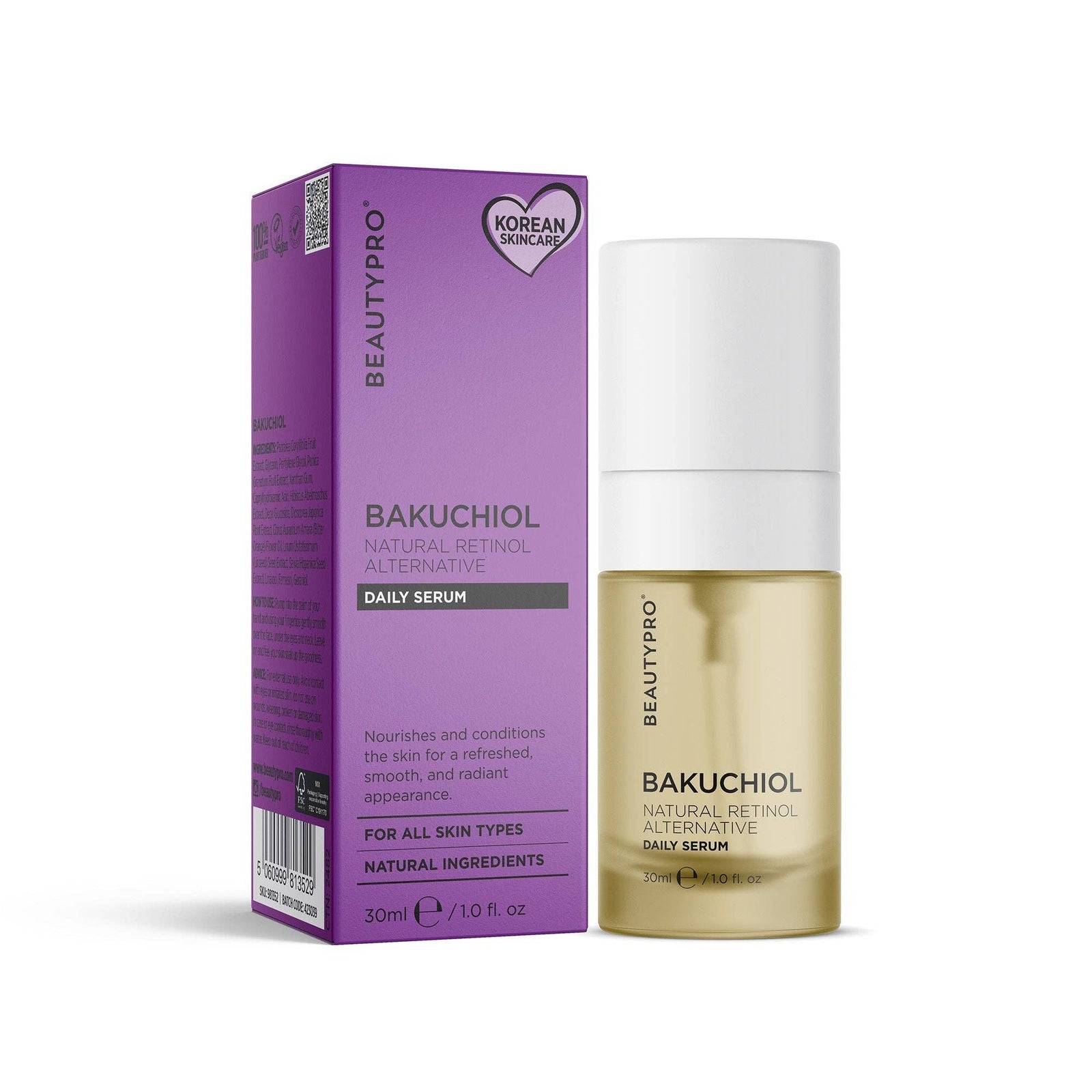 BEAUTYPRO Bakuchiol Daily Serum 30ml with box — natural retinol alternative for sensitive skin all skin types