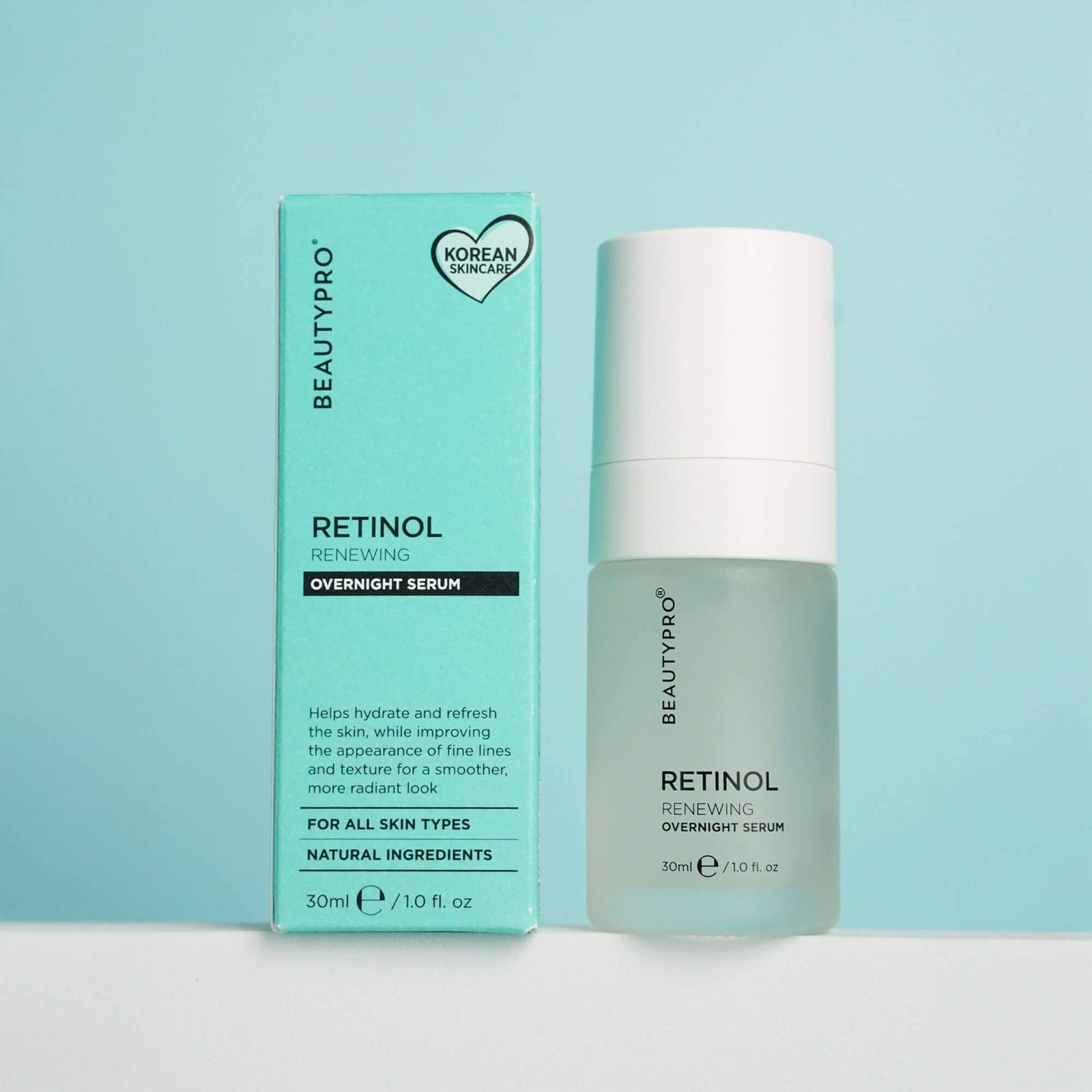 BEAUTYPRO Retinol 1% Renewing Overnight Serum 30ml with box — plant-based Korean skincare for all skin types