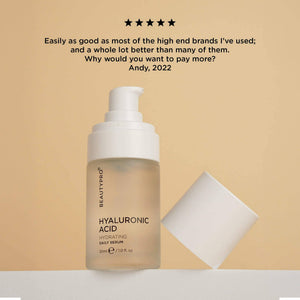 BEAUTYPRO Hyaluronic Acid serum five star rated — customer review hydrating vegan daily face serum UK