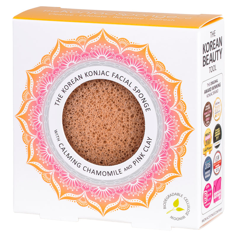 Konjac Premium Facial Sponge - Chamomile & Pink Clay